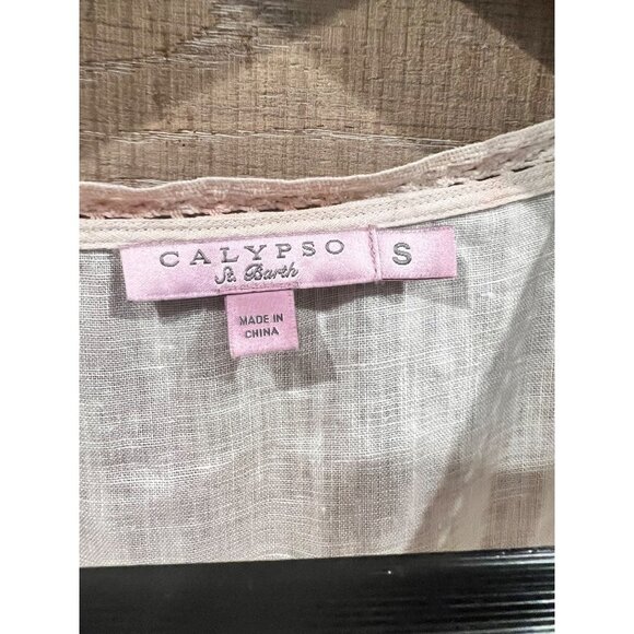 Calypso St Barth Marbled Tie Dye Linen Maxi Kimono Cover Up Dress Side Slit Size - Picture 8 of 12